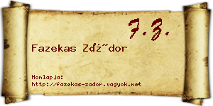 Fazekas Zádor névjegykártya
